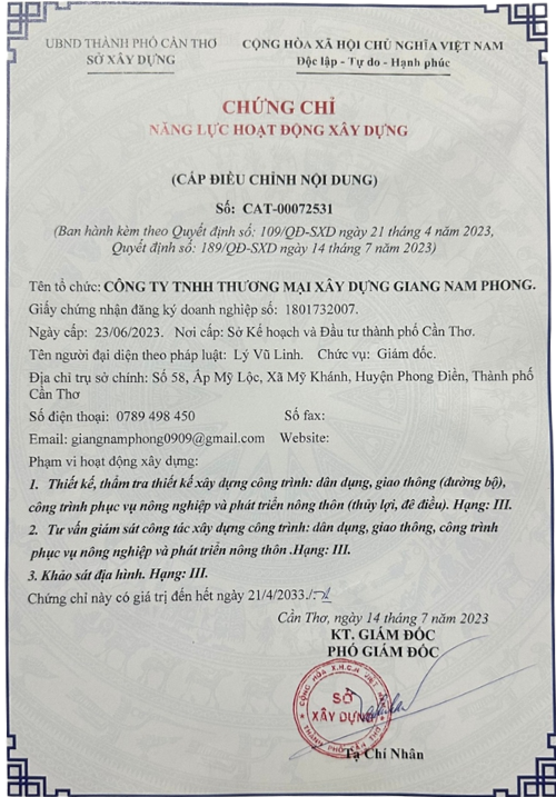 Chứng chỉ xây dựng