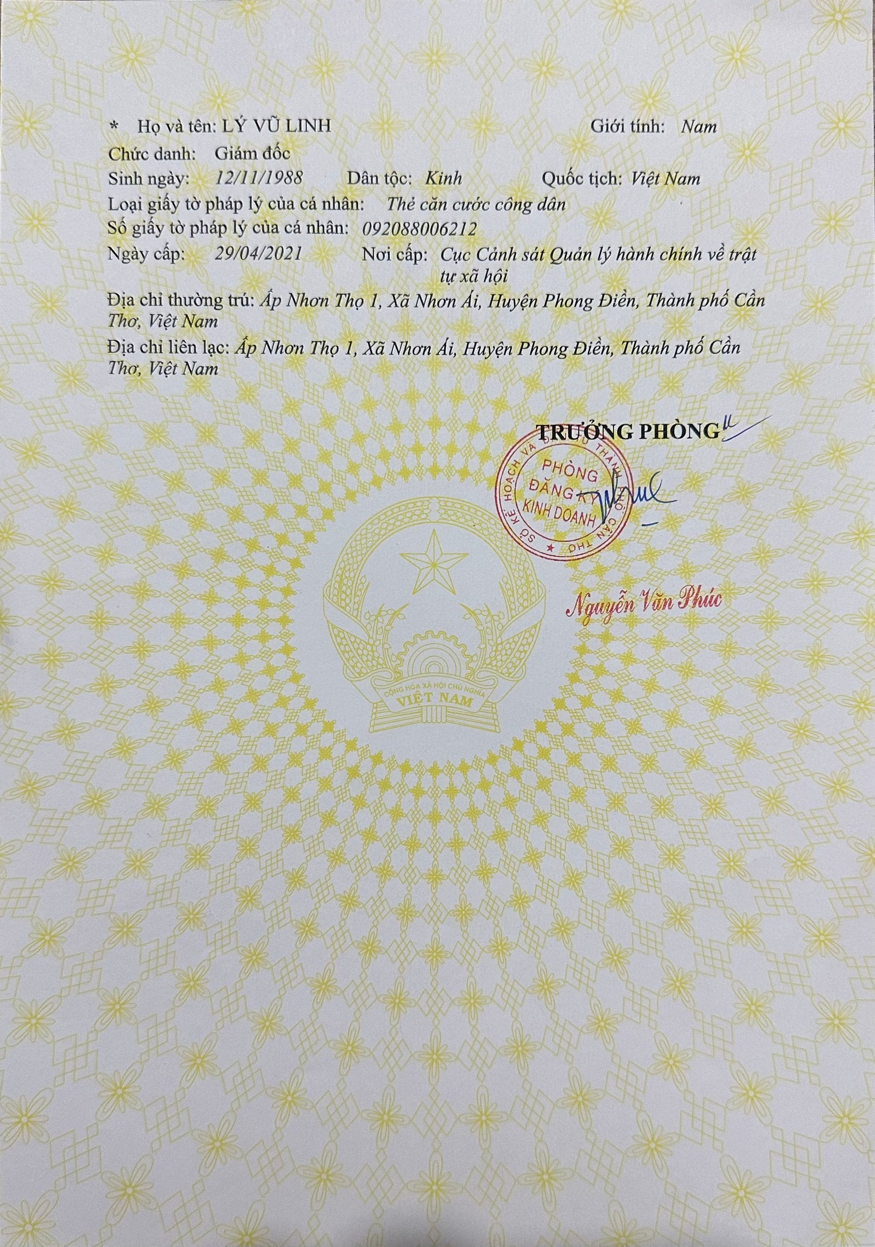 Hồ sơ pháp lý